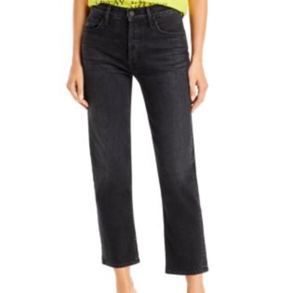 Mother Superior Jeans- Tomcat High Rise Cropped Straight Jeans in Lies, Lies, Li